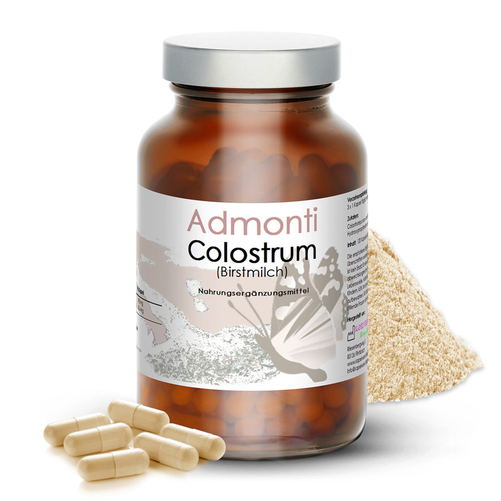 Nahrungsergänzung Colostrum-Kapseln (Erstmilch) stärken das Immunsystem, fördern die Darmgesundheit, beschleunigen die Regeneration und wirken entzündungshemmend.